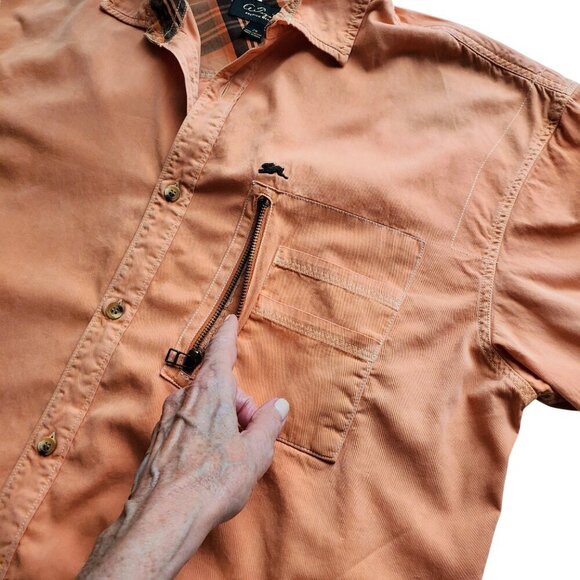 A.Tiziano Orange Cotton Button Up Shirt Logo LS‎ Urban Streetwear Zipper 2X - Picture 8 of 16
